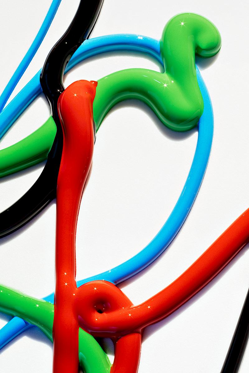 Acrylic colour spills on canvas