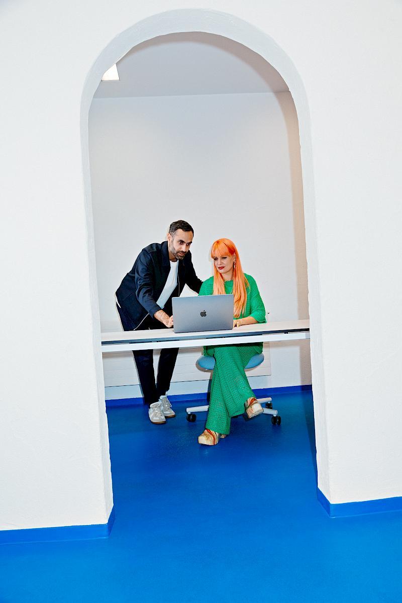 Maxime Zenderoudi and Nadja Stäubli Working in SULA's Showroom
